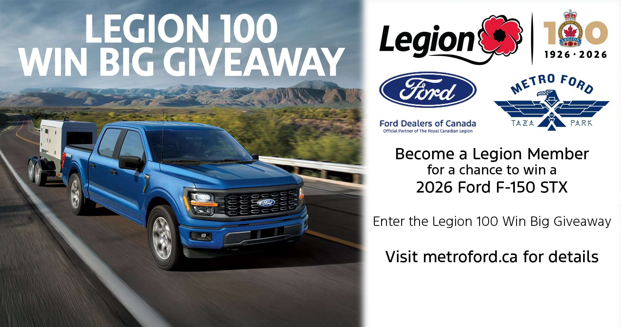 Legion 100 Win Big Giveaway with 2026 Ford F-150 STX at Metro Ford