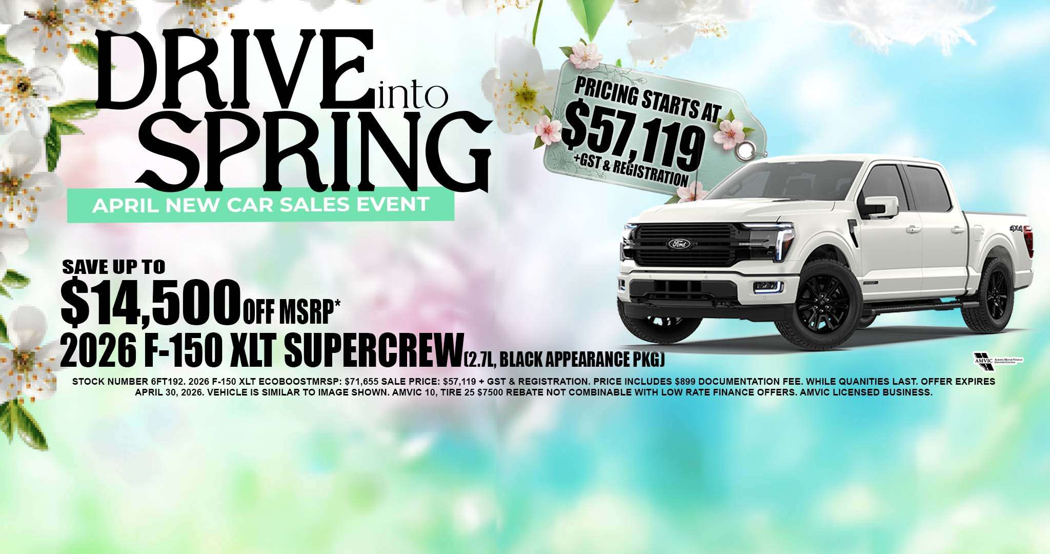 2026 Ford F-150 XLT SuperCrew for sale Calgary Alberta spring sales event price 57119