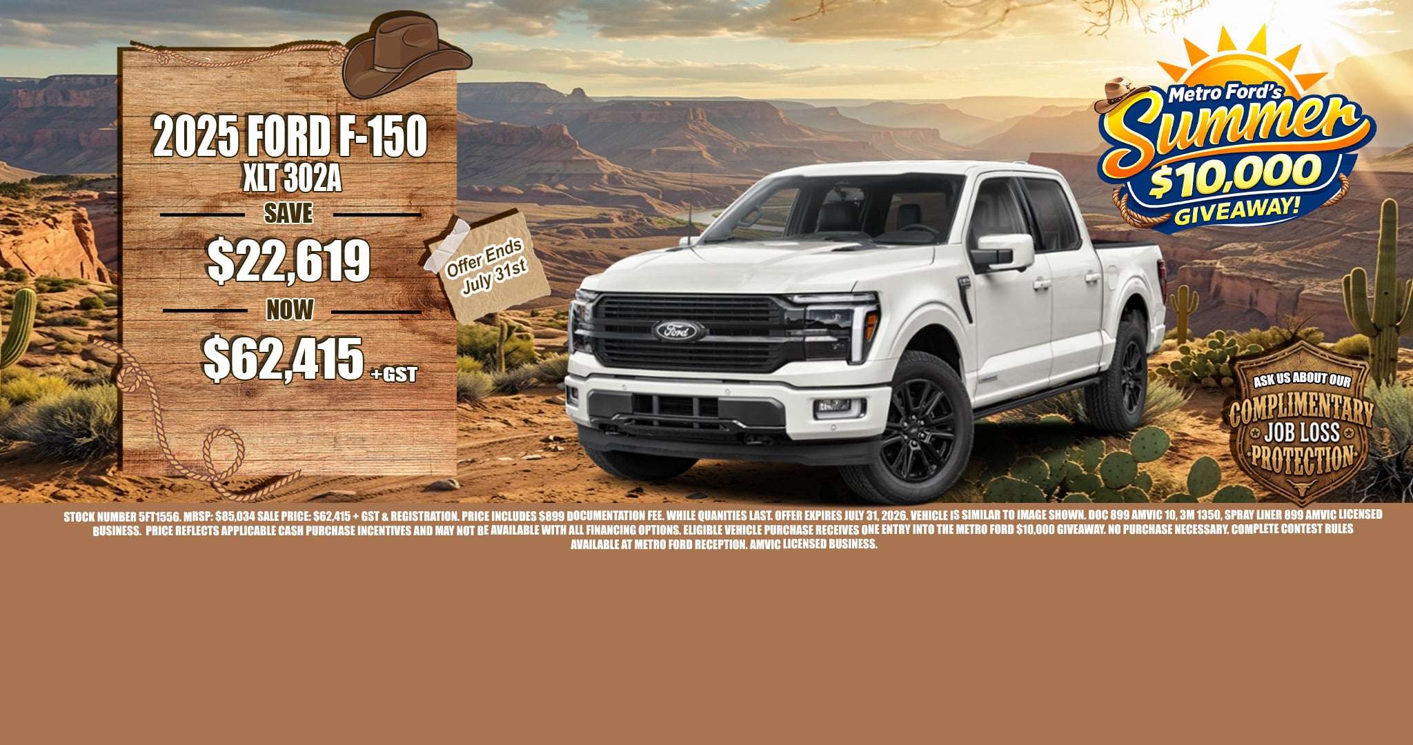 2025 Ford F-150 XLT 302A for sale in Calgary Alberta with July sale pricing and $10000 giveaway entry