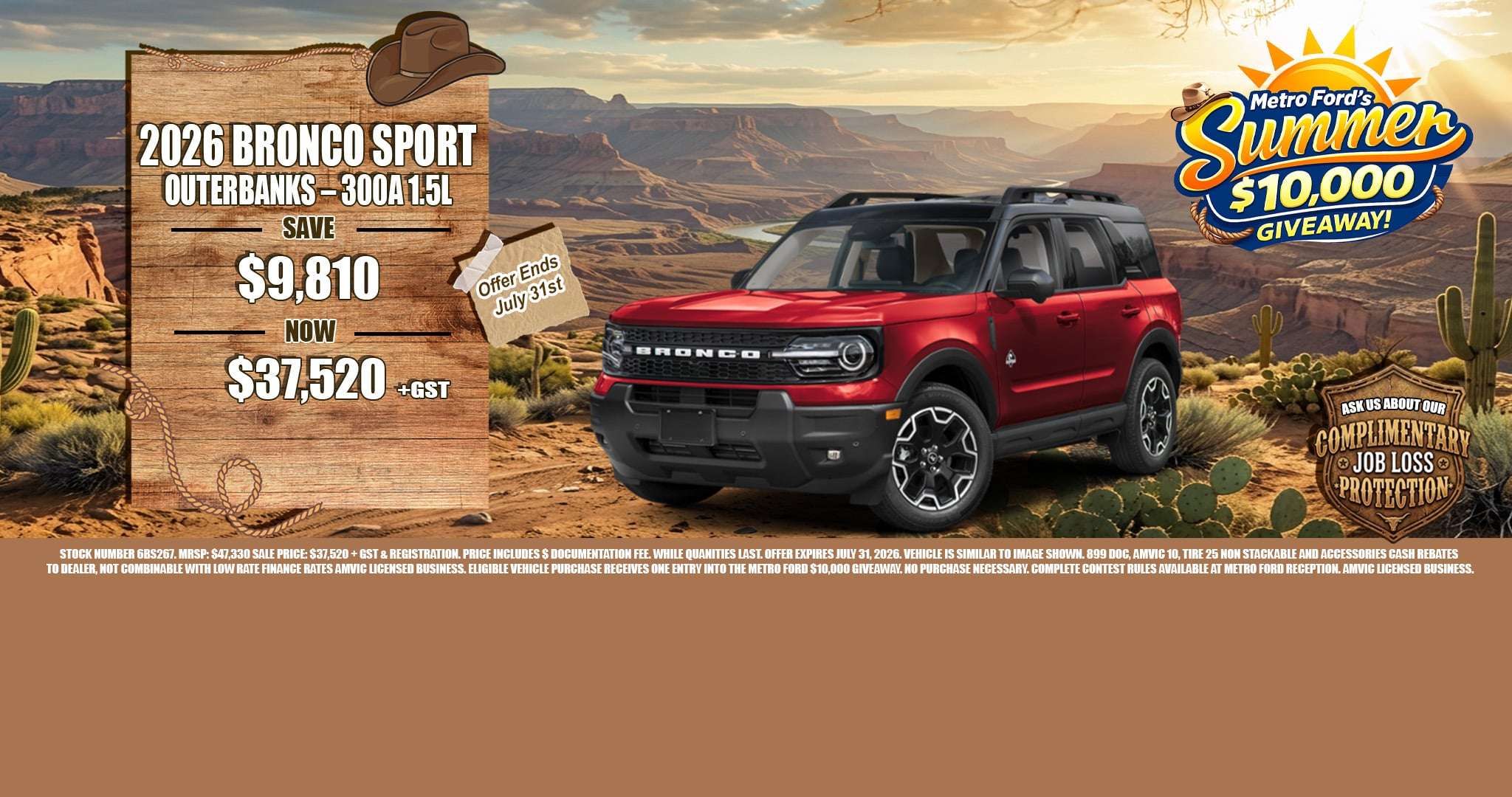 2026 Ford Bronco Sport Outer Banks for sale in Calgary Alberta with July sale pricing and $10000 giveaway entry
