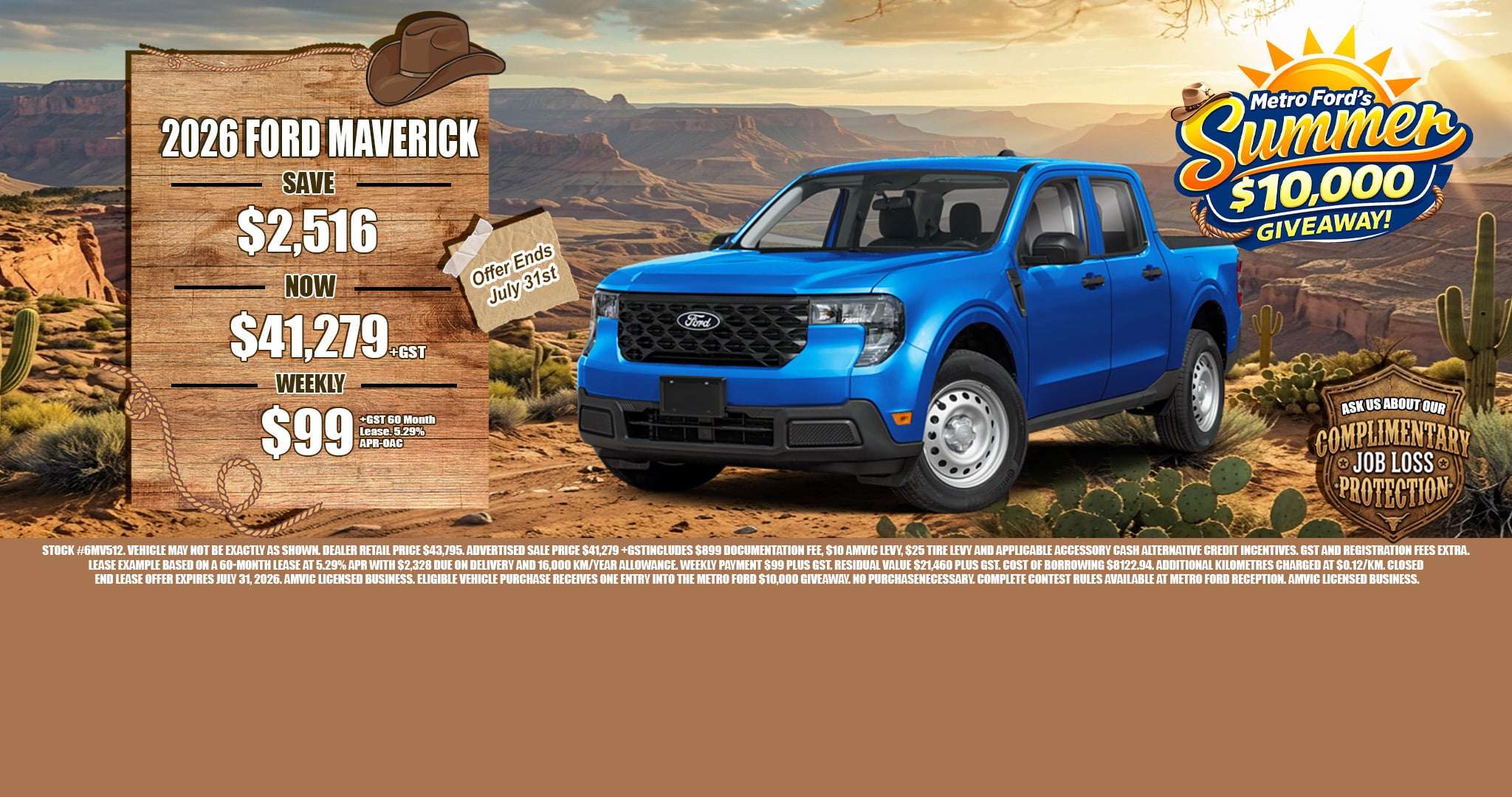 2026 Ford Maverick XLT 302A Luxury Package 2.0L EcoBoost for sale in Calgary Alberta with July sale pricing and $10000 giveaway entry
