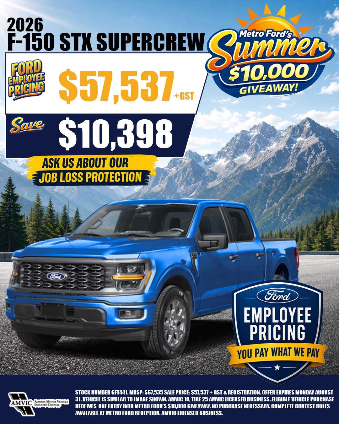2026 Ford F-150 STX SuperCrew available with Ford Employee Pricing at Metro Ford Calgary.