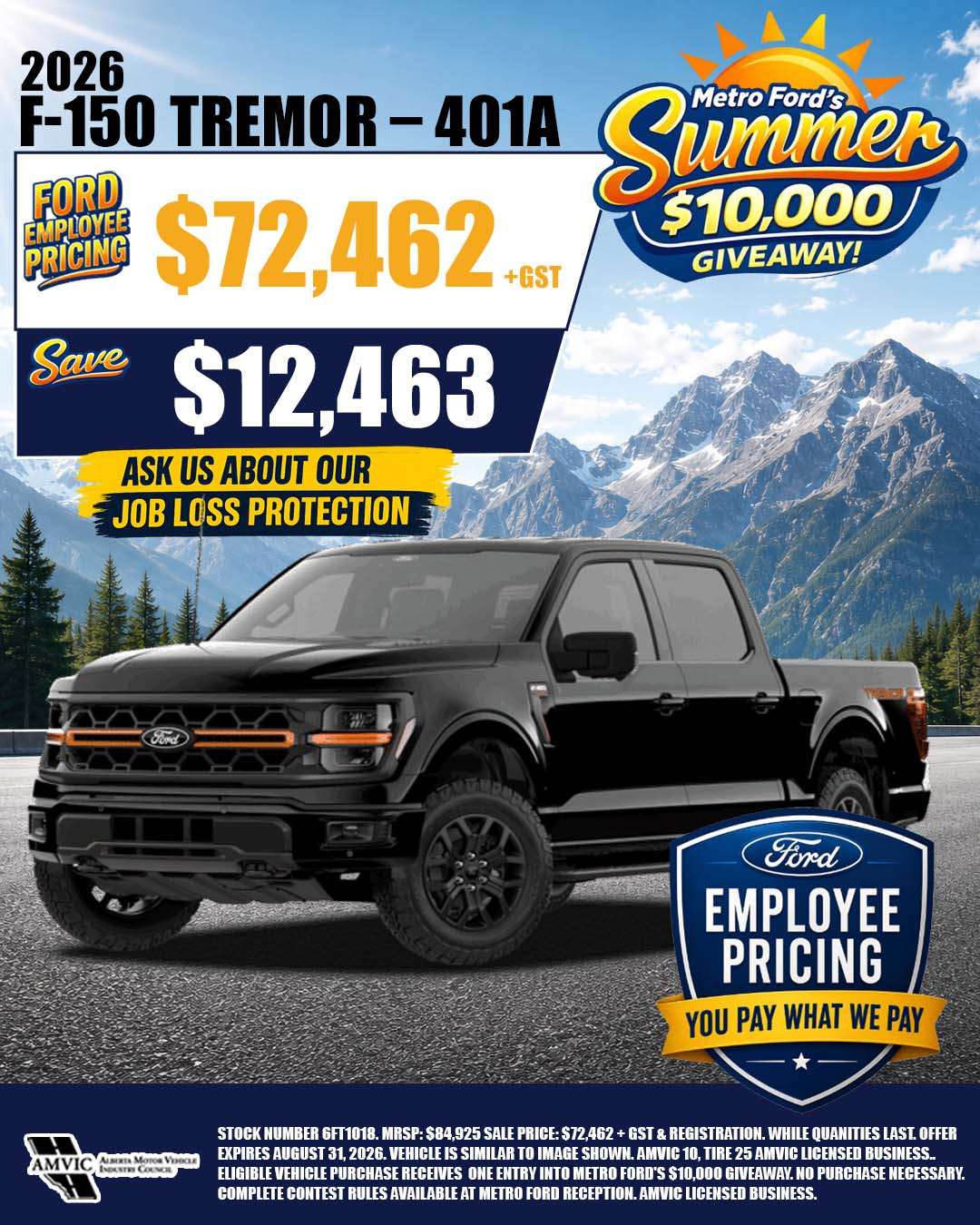 2026 Ford F-150 Tremor available with Ford Employee Pricing at Metro Ford Calgary.