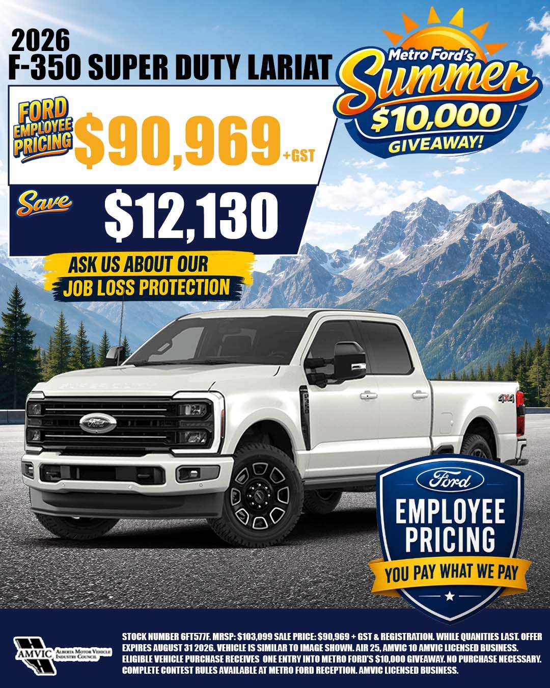 2026 Ford F-350 Super Duty Lariat available with Ford Employee Pricing at Metro Ford Calgary.