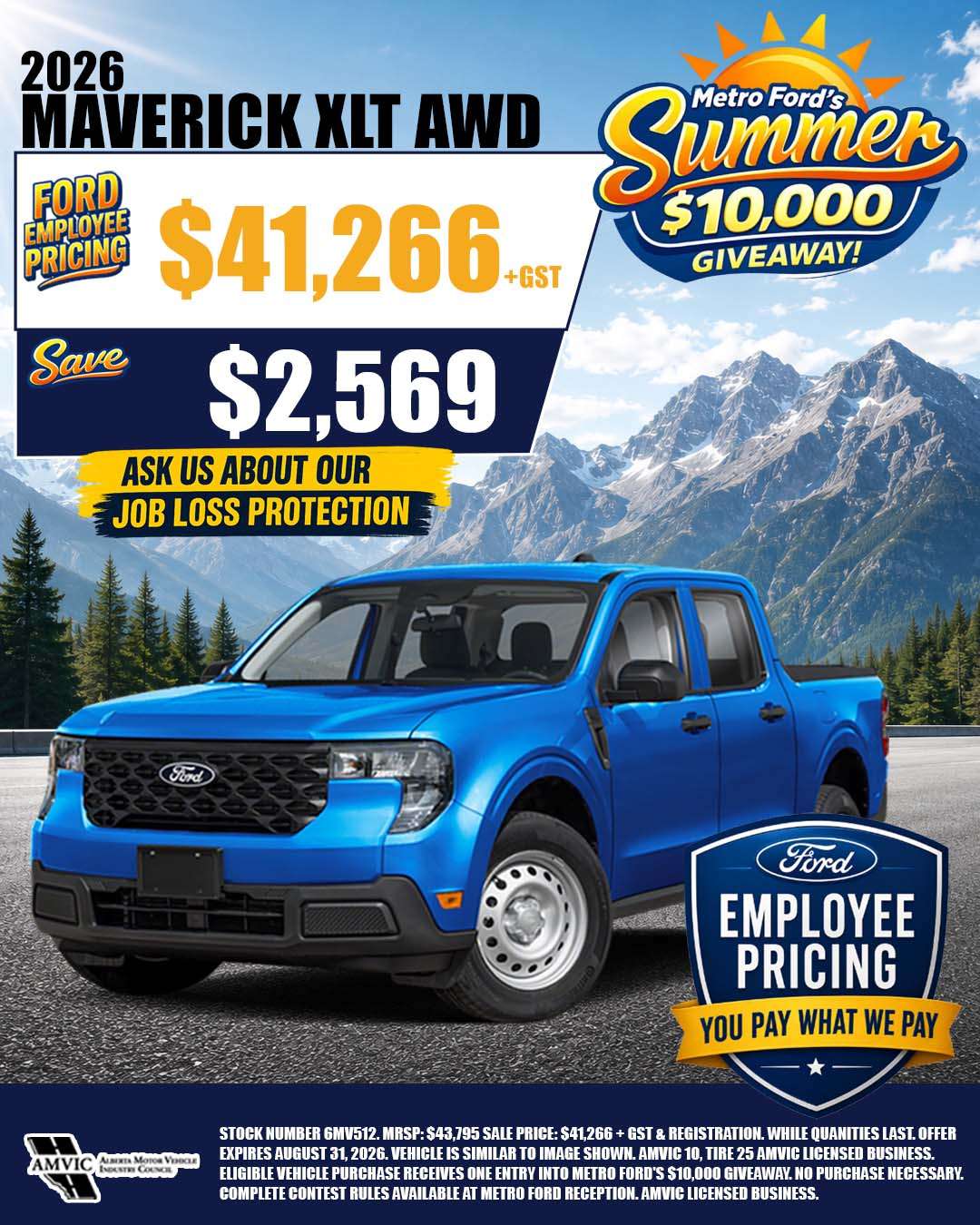 2026 Ford Maverick XLT AWD available with Ford Employee Pricing at Metro Ford Calgary.