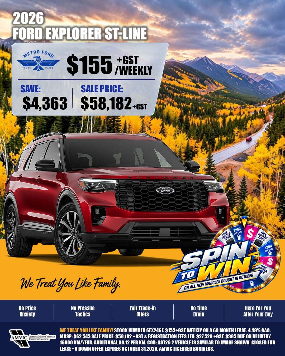 2026 Ford Explorer ST-Line October special at Metro Ford Calgary
