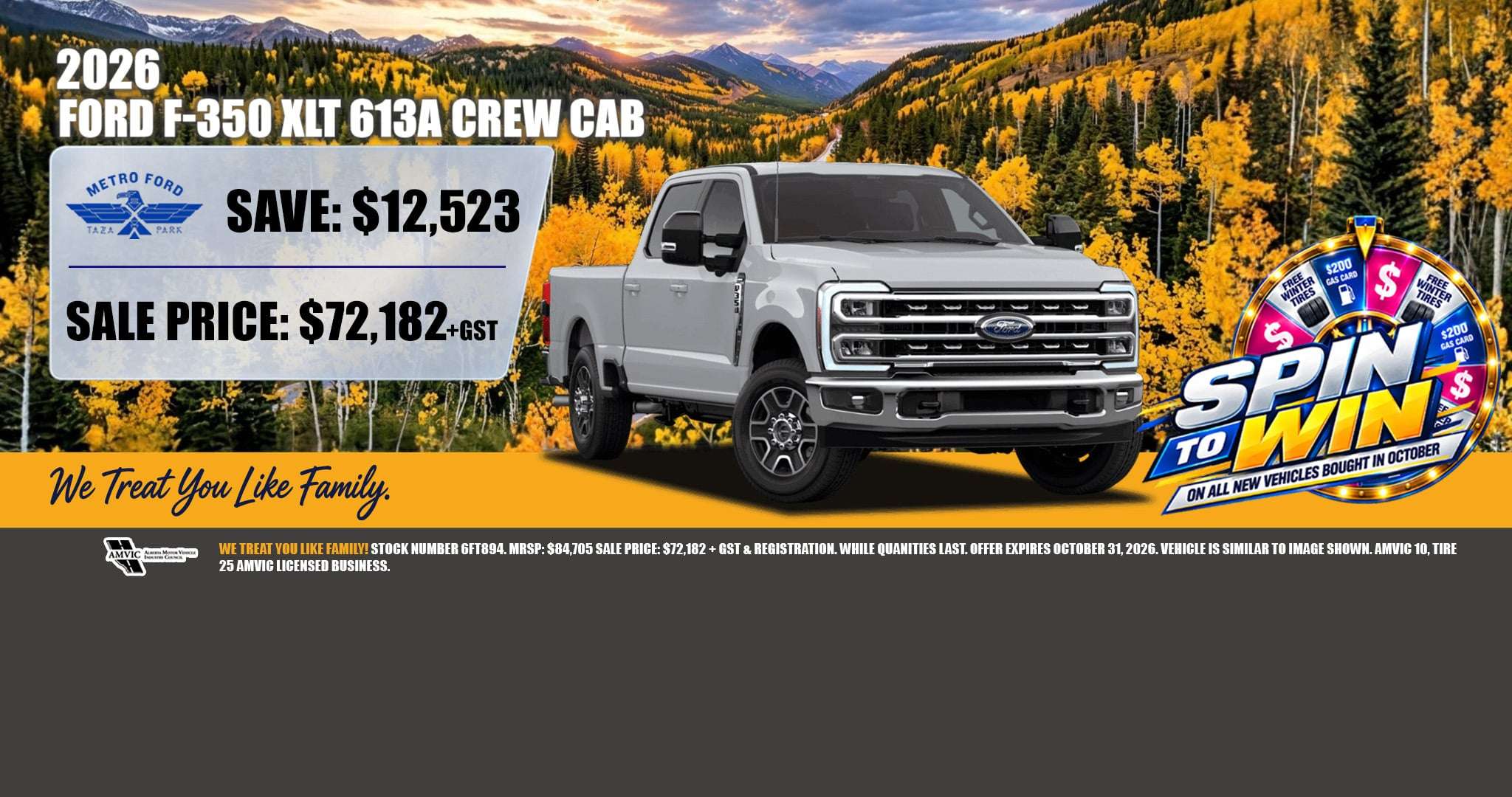 2026 Ford F-350 XLT Crew Cab October special at Metro Ford Calgary