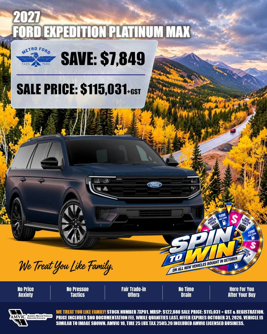 2027 Ford Expedition Platinum MAX October special at Metro Ford Calgary
