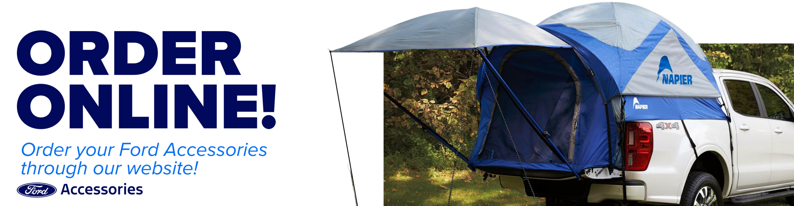 Blue Ford Mustang Mach-E electric SUV driving on a highway at sunset with the city skyline and blurred buildings in the background, emphasizing speed and urban setting.