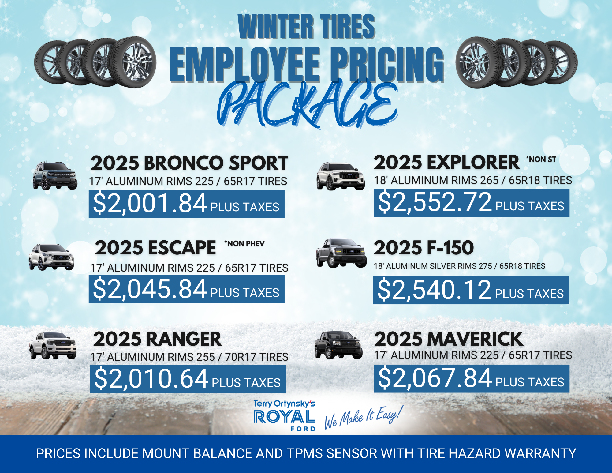 Winter Tires Employee Pricing
