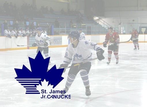 boys playing hockey with St. James Canucks logo watermark