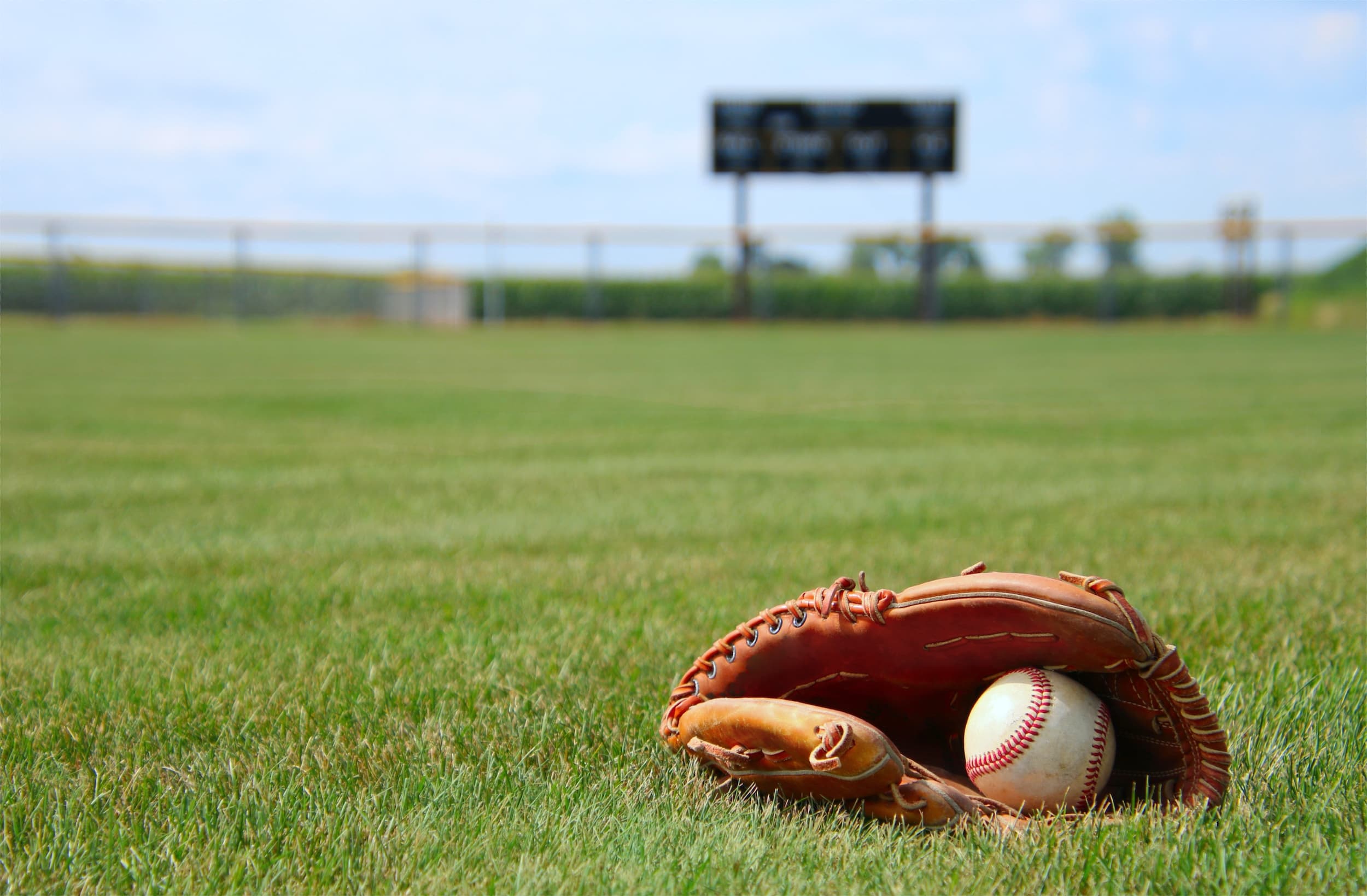 baseball glove and ball